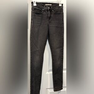 Levi’s skinny jeans-dark gray with stud accents size 25
